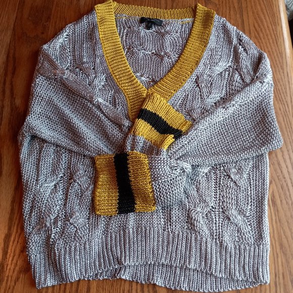 Rag & Bone Metallic Silver Emma V Neck Sweater Size S Academia Preppy Old Money - Picture 1 of 14